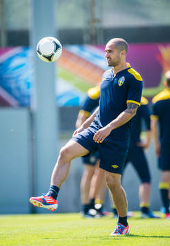 Sveriges sista träning i EM. Emir Bajrami