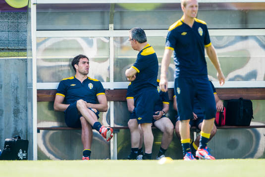 Sveriges sista träning i EM. Johan Elmander
