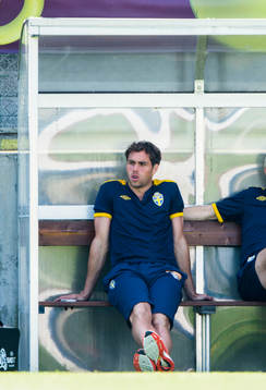 Sveriges sista träning i EM. Johan Elmander