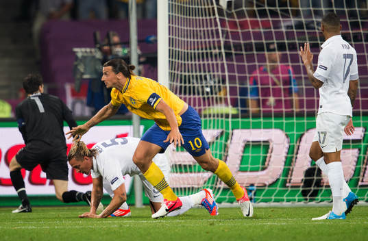 Zlatan Ibrahimovic, Sverige, gör 1-0, jubel