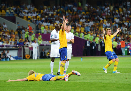 Ola Toivonen, Kim Källström och Sebastian Larsson,