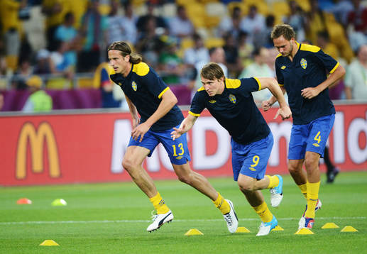 Jonas Olsson, Kim Källström och Andreas Granqvist,