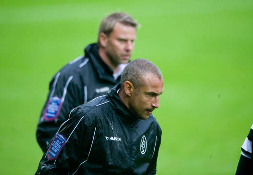 Henrik Larsson och Hans Eklund, tränare, Landskrona