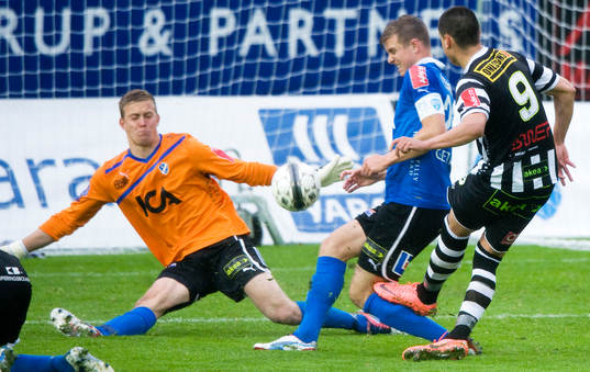 2-målsskytten Luka Mijaljevic, Landskrona, nära