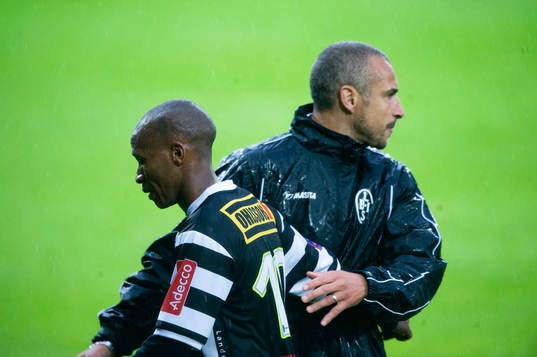 Henrik Larsson, tränare, Landskrona och Bradley Ralani