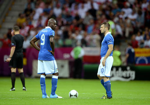 Mario Balotelli och Antonio Cassano, Italien