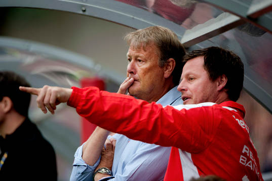 Helsingborgs tränare, Åge Hareide och Stefan Schwarz