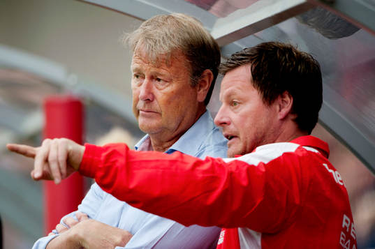 Helsingborgs tränare, Åge Hareide och Stefan Schwarz