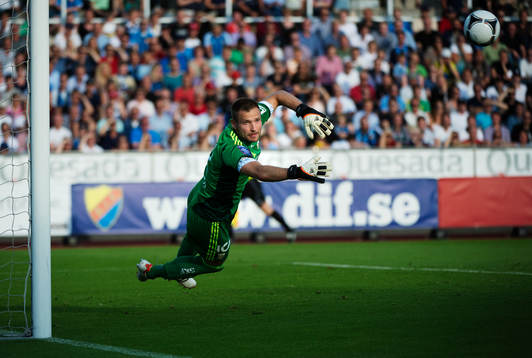 John Alvbåge, målvakt, IFK Göteborg, slänger sig