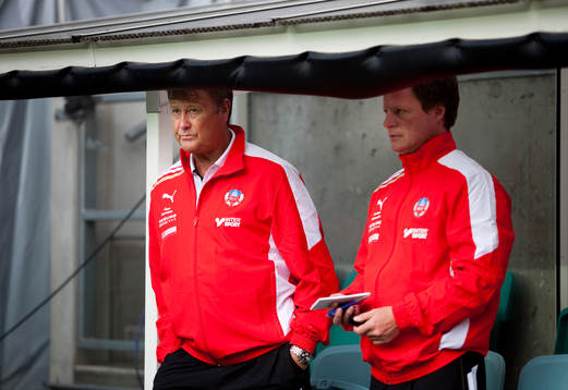 Åge Hareide, tränare Helsingborg. och Stefan Schwarz