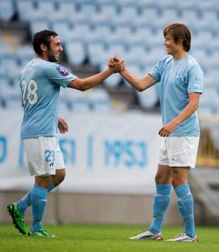 Alexander Nilsson, Simon Thern, Malmö FF jubel, 1-0