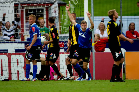 Richard Magyar, Halmstad, jubel, 1-0