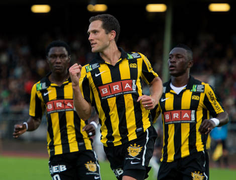 Martin Ericsson, Häcken, gör 1-1, jubel Dominic Chatto,