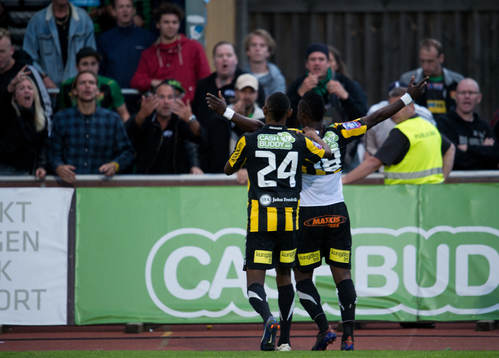 Waris Majeed, Häcken, gör 3-1 och jublar framför