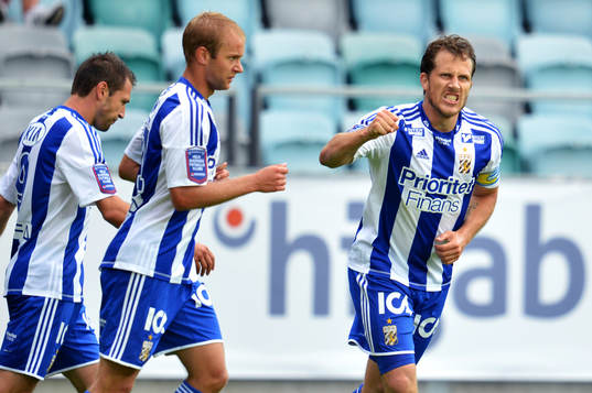 Tobias Hysén, Göteborg, gör 1-0, jubel