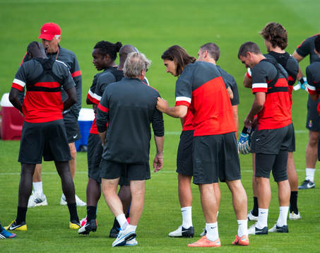 Zlatan Ibrahimovic på PSGs träning dagen innan