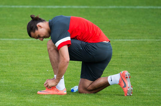 Zlatan Ibrahimovic på PSGs träning dagen innan