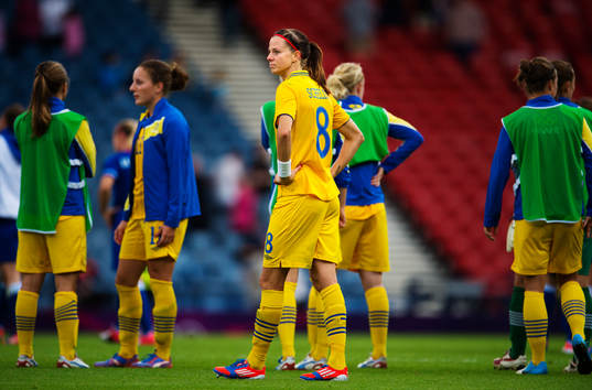 Lotta Schelin, Sverige, gråter. Depp