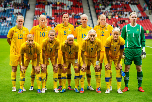 Laguppställning, startelva, Sverige, övre raden från