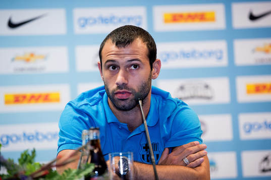 Javier Mascherano på presskonferensen innan dagens match