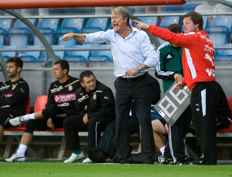 Åge Hareide och Stefan Schwarz, tränare, Helsingborg