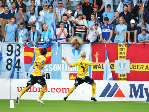 Johan Larsson gör 1-0 för Elfsborg, glädje, jubel