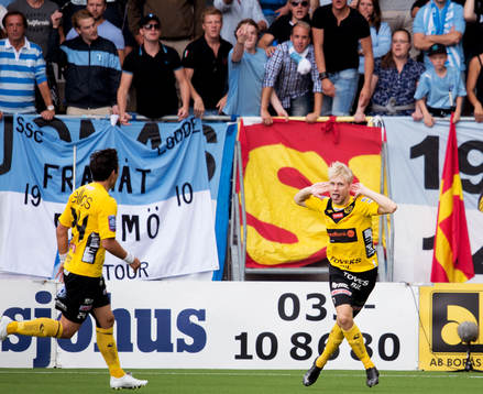 Johan Larsson, Elfsborg, gör 1-0. Jubel