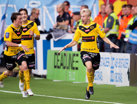 Johan Larsson, Elfsborg, gör 1-0. Jubel