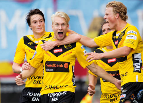 Johan Larsson, Elfsborg, gör 1-0. Jubel