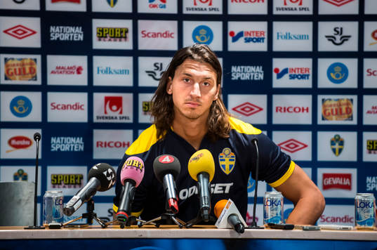 Sverige presskonferens på Råsunda. Zlatan Ibrahimovic
