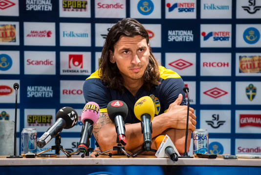 Sverige presskonferens på Råsunda. Zlatan Ibrahimovic