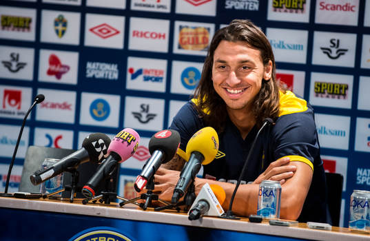 Sverige presskonferens på Råsunda. Zlatan Ibrahimovic