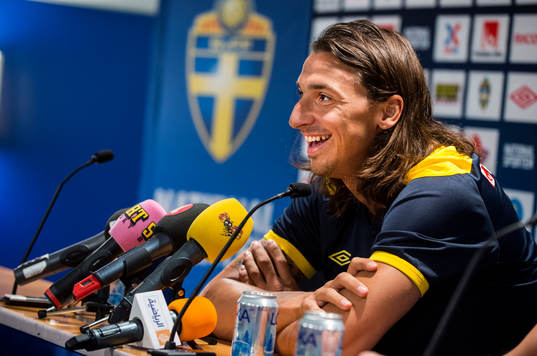 Sverige presskonferens på Råsunda. Zlatan Ibrahimovic