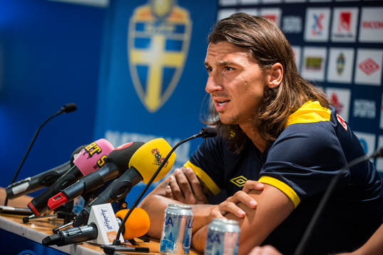 Sverige presskonferens på Råsunda. Zlatan Ibrahimovic