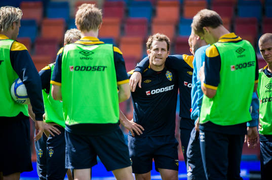 Sverige träning på Råsunda. Tobias Hysén inkallad