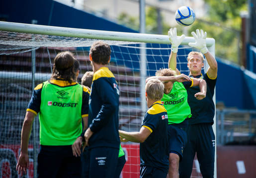 Sverige träning på Råsunda. Pär Hansson, målvakt