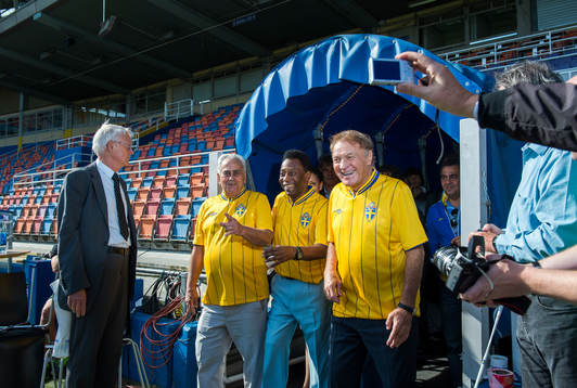 Spelare från VM finalen 1958 mellan Sverige och Brasilien