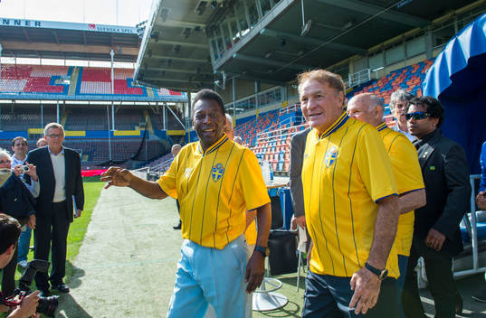 Spelare från VM finalen 1958 mellan Sverige och Brasilien