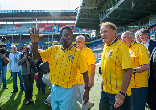 Spelare från VM finalen 1958 mellan Sverige och Brasilien