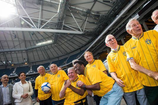 Spelare från VM finalen 1958 mellan Sverige och Brasilien