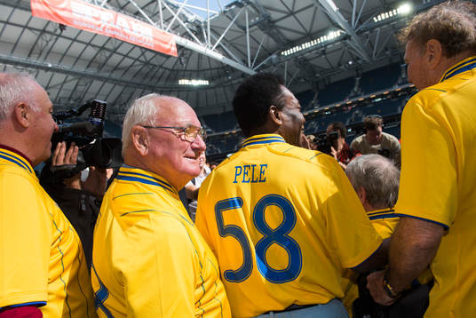Spelare från VM finalen 1958 mellan Sverige och Brasilien