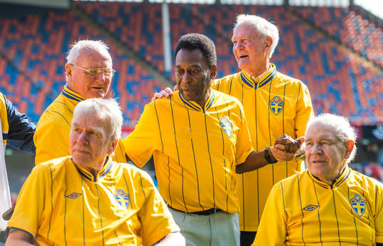 Spelare från VM finalen 1958 mellan Sverige och Brasilien