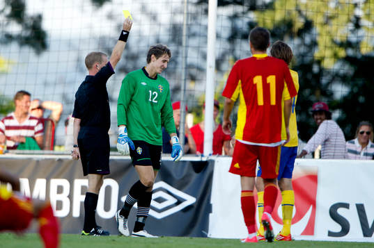 Dennis Antamo, domare, David Nilsson, målvakt, Sverige