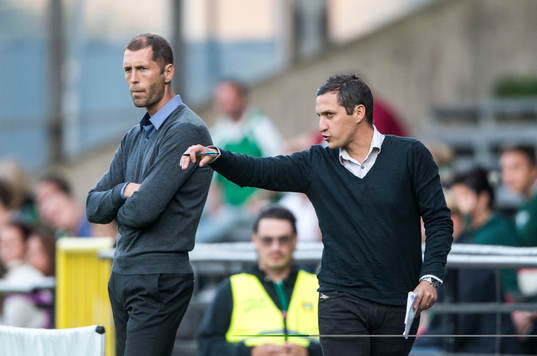 Gregg Berhalter, tränare Hammarby och Carlos Banda,