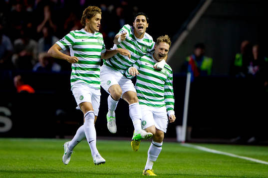 Thomas Rogne, Beram Kayal, Kris Commons, jubel, Celtic, 1-0