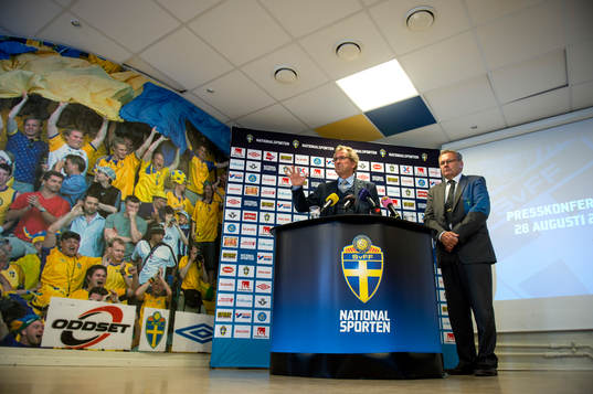 Erik Hamrén, förbundskapten Sverige, presenterar