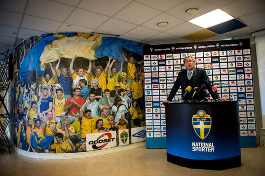 Erik Hamrén, förbundskapten Sverige, presenterar