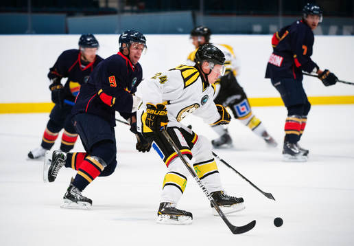 Mads Hansen, Brynäs, kontrollerar pucken
