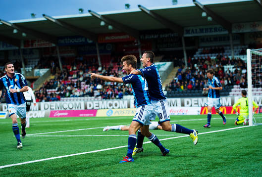 Philip Hellquist och Erton Fejzullahu, Djurgården, jublar