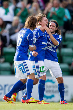Simon Helg, Emil Forsberg, Robin Sellin, GIF Sundsvall jubel
